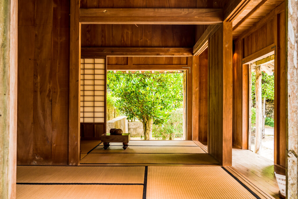 Traditional Okinawan home at open air museum near Okinawa Churaumi Aquarium, Japan